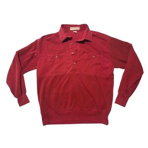 Vintage Norm Thompson Red Pullover Collared Sweatshirt‎ L Workwear Casual